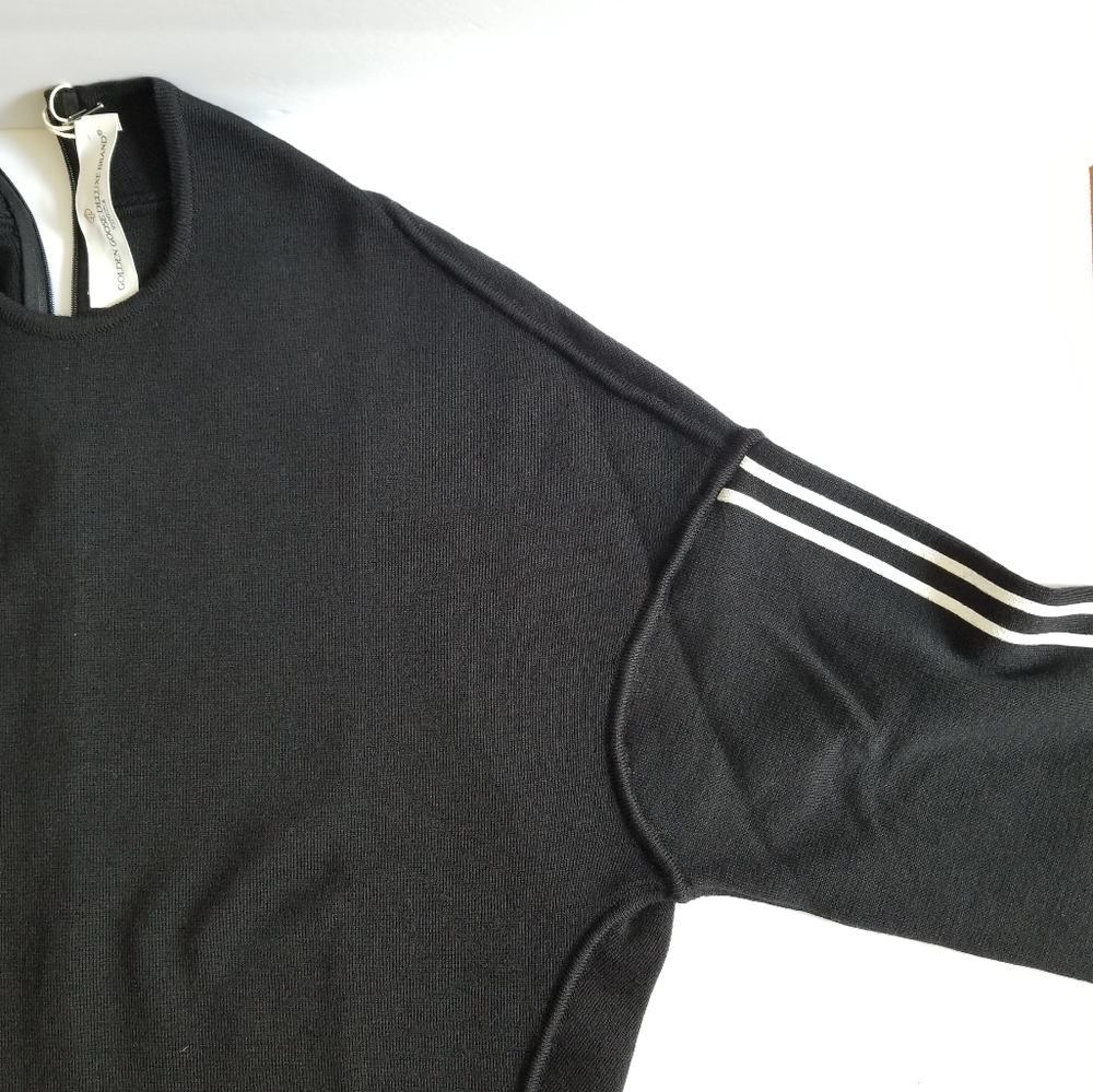 Golden Goose Cyan Striped Sleeve Wool Knitted Sweatshirt Size Small Black - Picture 5 of 11